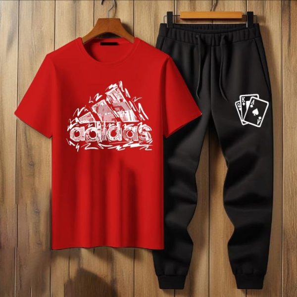 2 Pcs Men's Jersey Printed Track Suit