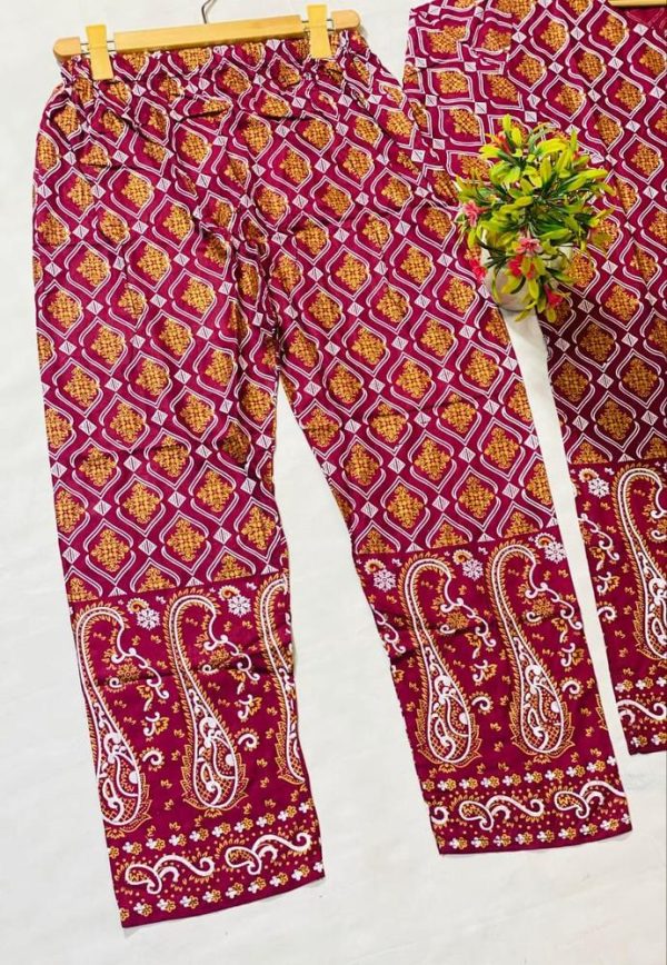 2 Pcs Women's Stitched Lawn Printed Suit - Image 5