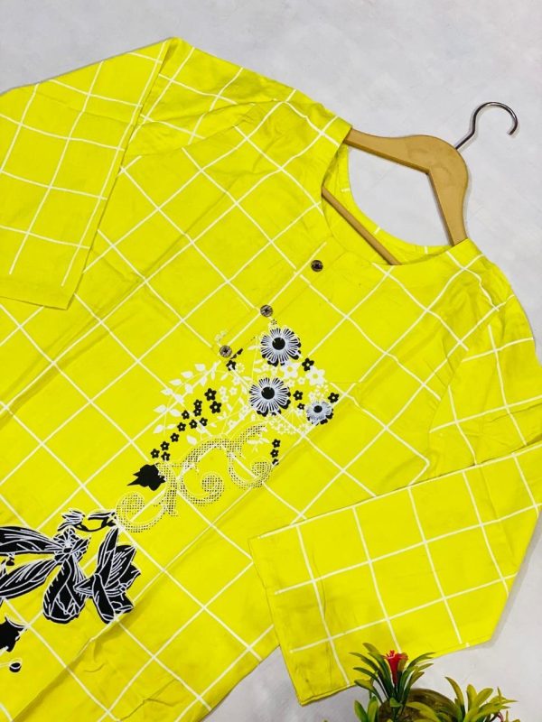 2 Pcs Women's Stitched Linen Block Printed Shirt And Trouser - Image 5