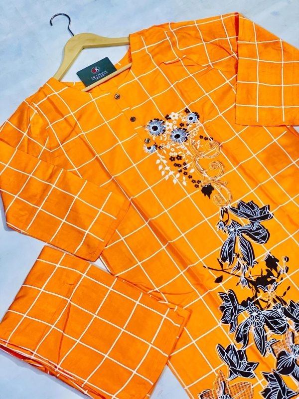 Stylish Printed Linen Shirt and Trouser Set - 2 Pcs for Women - Image 4
